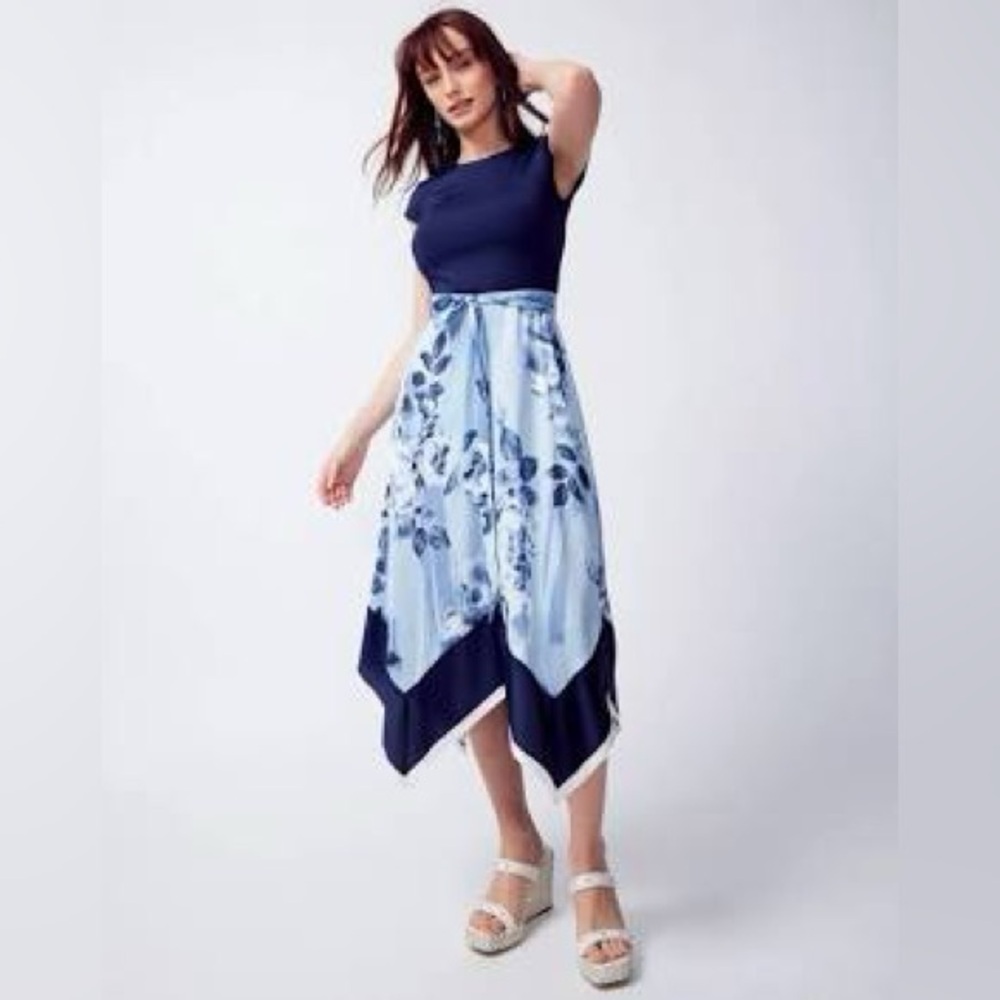 White House Black Market Handkerchief-Hem Midi Dress